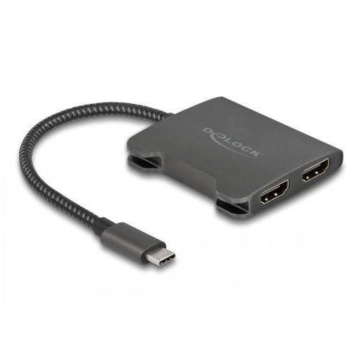 Delock Elosztó USB Type-C  csatlakozóval (DP alternatív mód támogatás)   2 db. HDMI MST (87778)