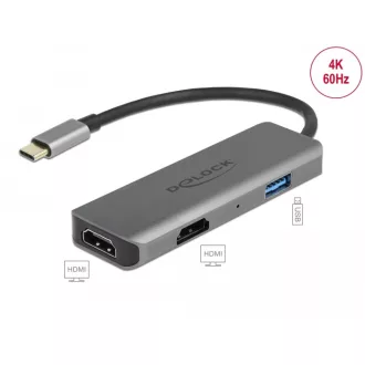   Delock USB Type-C  Dual HDMI adapter 4K 60 Hz és USB portokkal (87780)