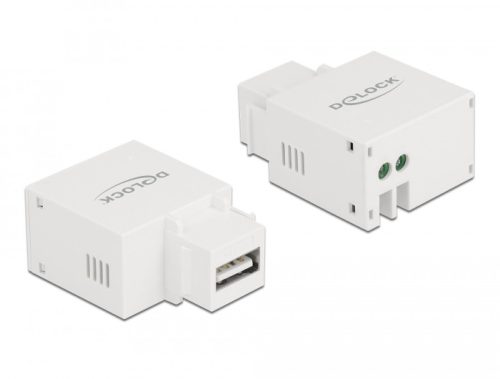 Delock 2,1 A-s, fehér, A-típusú USB töltő portos Keystone modul (87791)