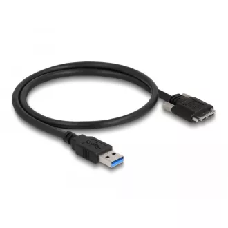   Delock Kábel USB 3.0 A-Típusú dugó - Micro-B Típusú dugó csavarokkal ellátott 0,5 m (87798)