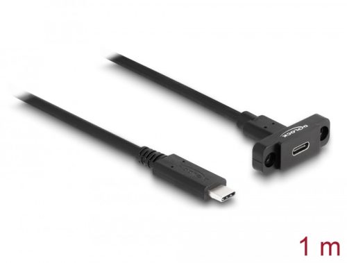 Delock SuperSpeed USB 10 Gbps (USB 3.2 Gen 2) USB Type-C  kábel apa-anya 1 m panel-csatlakozójú fekete (87824)