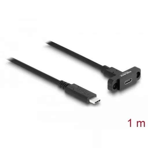 Delock SuperSpeed USB 10 Gbps (USB 3.2 Gen 2) USB Type-C  kábel apa-anya 1 m panel-csatlakozójú fekete (87824)