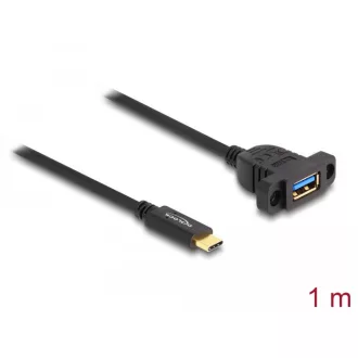   Delock SuperSpeed USB 10 Gbps (USB 3.2 Gen 2) USB Type-C  kábel apa   A-típusú USB anya 1 m panel-csatlakozójú fekete (87826)
