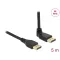 Delock DisplayPort 1.2 kábel egyenes csatlakozódugóval - csatlakozódugóval 90  ívelt felfelé 4K 60 Hz 5 m retesz nélküli (87827)