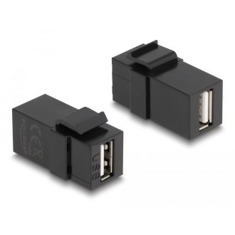   Delock Keystone modul, USB 2.0 A-csatlakozóhüvely > USB 2.0 A-csatlakozóhüvely, fekete (87829)