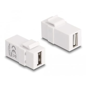   Delock Keystone modul, USB 2.0 A-csatlakozóhüvely > USB 2.0 A-csatlakozóhüvely, fehér (87830)