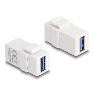   Delock Keystone modul, USB 3.0 A-csatlakozóhüvely > USB 3.0 A-csatlakozóhüvely fehér (1:1) (87832)