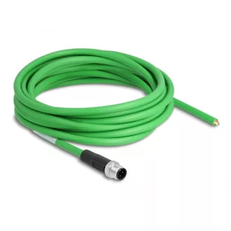   Delock Hálózati kábel M12 4 tűs D-kódú csavarozással nyitható huzalvéggel PVC borítás 5 m hosszú (87848)
