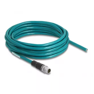   Delock Hálózati kábel M12 8 tűs X-kódú csavarozással nyitható huzalvéggel PVC borítás 5 m hosszú (87852)
