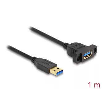   Delock SuperSpeed USB 5 Gbps (USB 3.2 Gen 1) A-típusú USB kábel apa-anya 1 m panel-csatlakozójú fekete (87855)