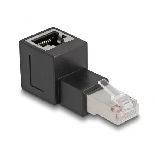 Delock RJ45 apa - RJ45 anya adapter Cat.6A 90  fokos szögben felfelé hajlítva (87861)