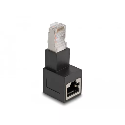 Delock RJ45 apa - RJ45 anya adapter Cat.6A 90  fokos szögben lefelé hajlítva (87862)
