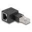 Delock RJ45 apa - RJ45 anya adapter Cat.6A 90  fokos szögben balra hajlítva (87863)
