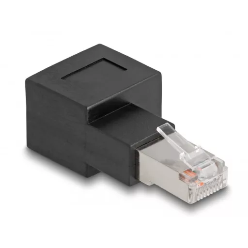Delock RJ45 apa - RJ45 anya adapter Cat.6A 90  fokos szögben jobbra hajlítva (87864)