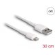 Delock USB töltő kábel iPhone , iPad , iPod  eszközökhöz fehér 30 cm (87866)