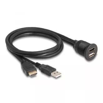   Delock HDMI-A kábel apa és A-típusú USB 2.0 apa - HDMI-A anya és A-típusú USB 2.0 anya 1m (87880)