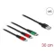 Delock 30 cm hosszú, USB töltő kábel 3 az 1 A-típusú apa 2 x Lightning -, es USB Type-C  csatlakozáshoz (87881)