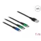 Delock 1 m hosszú, USB töltő kábel 3 az 1 A-típusú apa Micro USB -, es 2 x USB Type-C  csatlakozáshoz (87882)