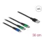 Delock 30 cm hosszú, USB töltő kábel 3 az 1 A-típusú apa Micro USB -, es 2 x USB Type-C  csatlakozáshoz (87883)