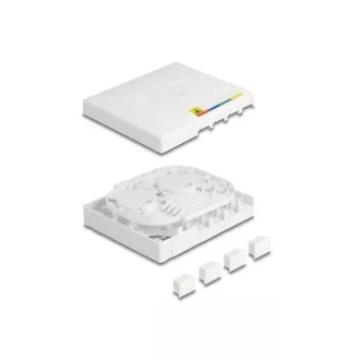  Delock Optikai szálas csatlakozó doboz FTTH falra szerelhető 4 x SC Simplex vagy LC Duplex számára, fehér színű (87890)