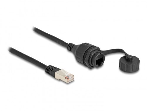 Delock RJ50 kábel apa - RJ50 anya beépített fedélsapkával IP67 por és vízmentességért 20 cm (87893)