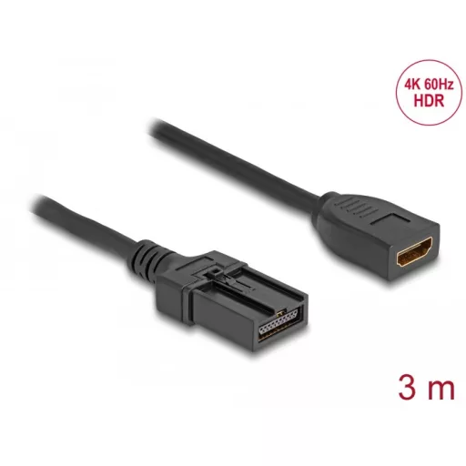 Delock HDMI önműködő kábel HDMI-A anya - HDMI-E apa kapcsolattal 3 m, 4K 60 Hz-s (87905)