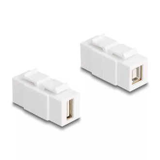   Delock Keystone modul A-típusú USB 2.0 anya   B-típusú USB 2.0 anya, mindkét oldalával beépíthető, fehér színű (87951)