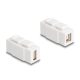 Delock Keystone modul A-típusú USB 2.0 anya   B-típusú USB 2.0 anya, mindkét oldalával beépíthető, fehér színű (87951)