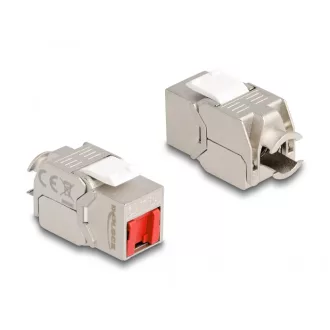   Delock Keystone Modul RJ45 anya - LSA Cat.6A eszköz nélkül használható piros por elleni fedővel (87952)