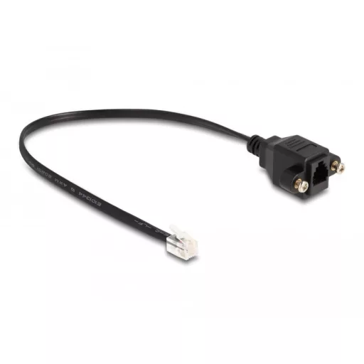 Delock RJ10 kábel apa - RJ10 anya beszereléshez 30 cm, fekete (87956)