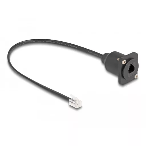 Delock D-típusú RJ10 kábel apa   anya fekete 30 cm (87965)