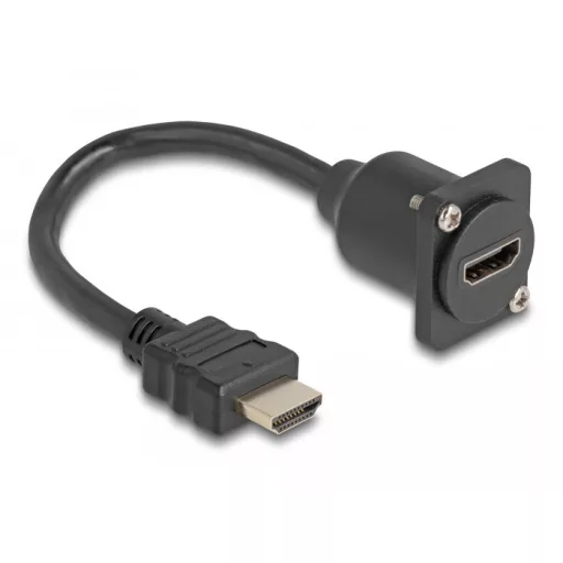 Delock D-típusú HDMI kábel apa   anya fekete 20 cm (87966)