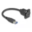 Delock D-típusú USB 5 Gbps kábel A-típusú apa   A-típusú anya fekete 20 cm (87967)