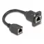 Delock D-típusú RJ45 kábel anya   anya Cat.5e fekete 20 cm (87968)