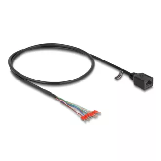   Delock Kábel RJ45 anya   szabad végű kábelátvezetők Cat.5e 50 cm hosszú, fekete (88005)