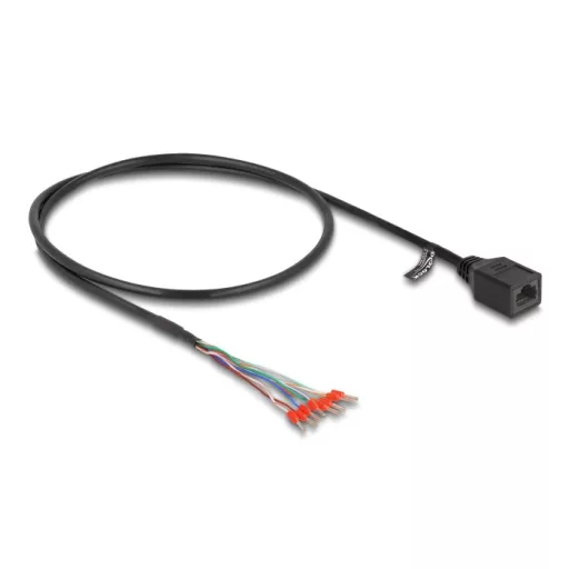 Delock Kábel RJ45 anya   szabad végű kábelátvezetők Cat.5e 50 cm hosszú, fekete (88005)