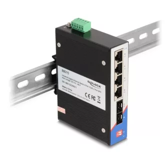   Delock Ipari Gigabit Ethernet Elosztó 4 port RJ45 2 port SFP DIN sínhez (88015)