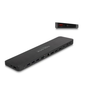   Delock USB Type-C  hármas elrendezésű dokkoló állomás DisplayLink  4K / USB 5 Gbps / LAN / SD / Audio / PD 80 W együtt (88050)