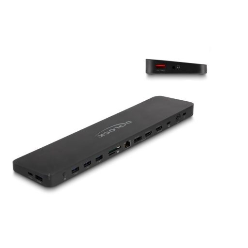 Delock USB Type-C  hármas elrendezésű dokkoló állomás DisplayLink  4K / USB 5 Gbps / LAN / SD / Audio / PD 80 W együtt (88050)