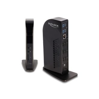   Delock USB Type-C  hármas elrendezésű dokkoló állomás DisplayLink  4K / USB Hub / LAN / SD / Audio / PD 96 W szolgáltatásokkal (88051)