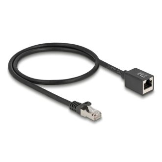   Delock Hálózat bővítő kábel RJ45 apa - RJ45 anya Cat.6A S/FTP 0,5 m fekete (88052)