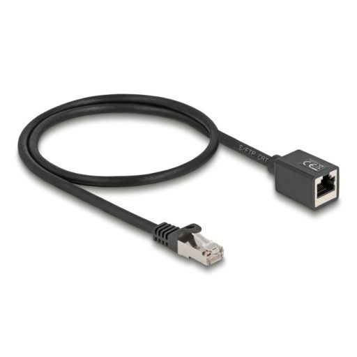 Delock Hálózat bővítő kábel RJ45 apa - RJ45 anya Cat.6A S/FTP 0,5 m fekete (88052)