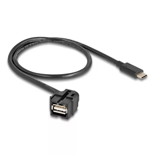 Delock Keystone modul, USB 2.0 A-anya > USB Type-C  apa 250 , kábellel 0,5 m (88056)