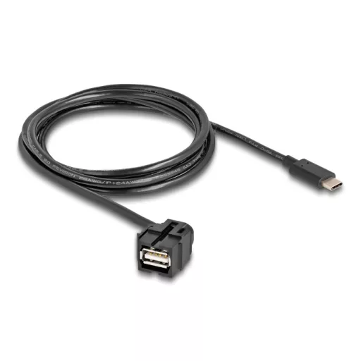 Delock Keystone modul, USB 2.0 A-anya > USB Type-C  apa 250 , kábellel 1,5 m (88057)