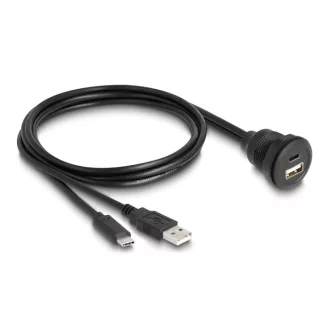   Delock USB 2.0 kábel A-típusú és USB Type-C  apa végződéssel, valamint egy A-típusú és egy USB Type-C  anya beépített végződéssel 1 m, fekete (88102)