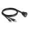 Delock USB 2.0 kábel A-típusú és USB Type-C  apa végződéssel, valamint egy A-típusú és egy USB Type-C  anya beépített végződéssel 1 m, fekete (88102)