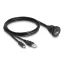 Delock USB 2.0 kábel A-típusú és USB Type-C  apa végződéssel, valamint egy A-típusú és egy USB Type-C  anya beépített végződéssel 1 m, fekete (88102)