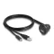 Delock USB 2.0 kábel A-típusú és USB Type-C  apa, 90 -ban hajlított A-típusú USB anya és 90 -ban hajlított USB Type-C  anya végződéssel 1 m fekete (88103)