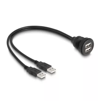   Delock USB 2.0 kábel 2 x USB A-típusú apa végződéssel, valamint egy 2 x USB A-típusú anya beépített végződéssel 1 m, fekete (88104)