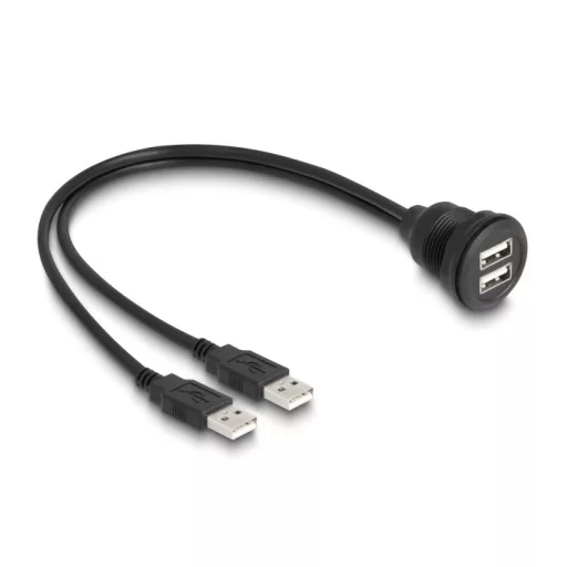 Delock USB 2.0 kábel 2 x USB A-típusú apa végződéssel, valamint egy 2 x USB A-típusú anya beépített végződéssel 1 m, fekete (88104)